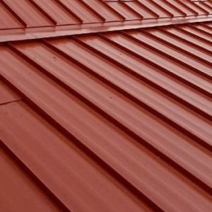 Red metal roofing